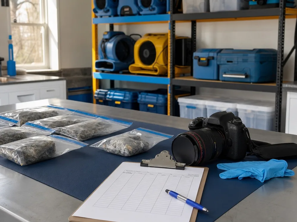Professional restoration equipment prepared for water damage work